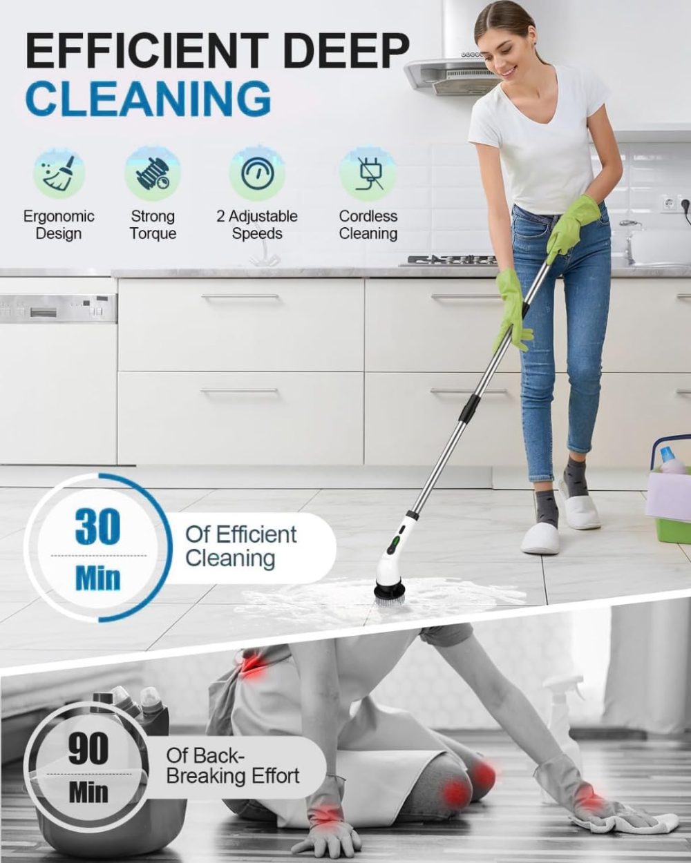9 in 1 Cordless Electric Spin Scrubber